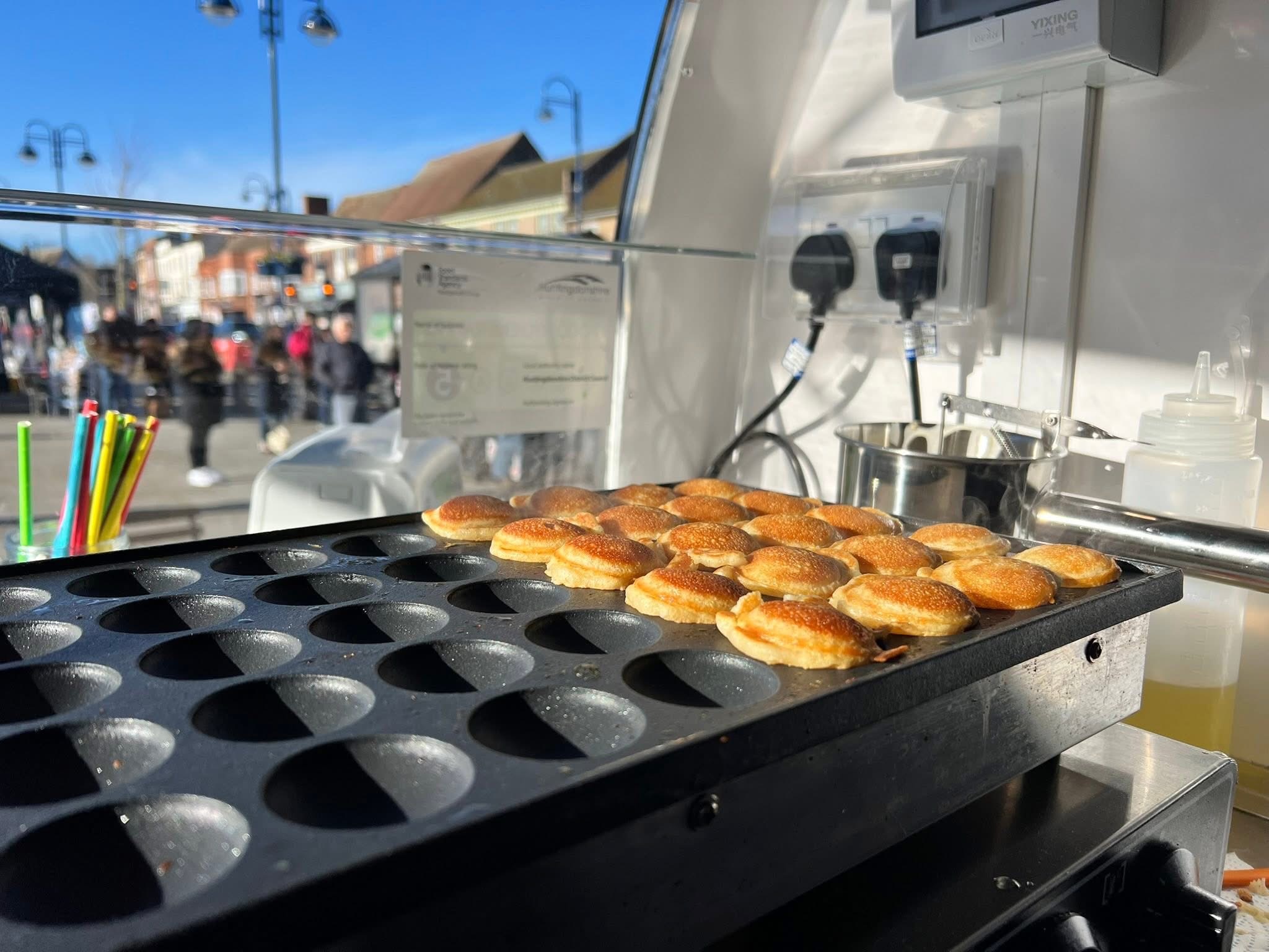 Fresh poffertjes being made